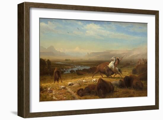 The Last of the Buffalo, by Albert Bierstadt, 1888, American painting,-Albert Bierstadt-Framed Art Print