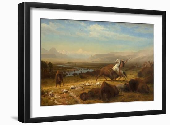 The Last of the Buffalo, by Albert Bierstadt, 1888, American painting,-Albert Bierstadt-Framed Art Print