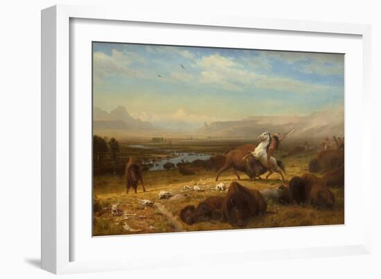 The Last of the Buffalo, by Albert Bierstadt, 1888, American painting,-Albert Bierstadt-Framed Art Print