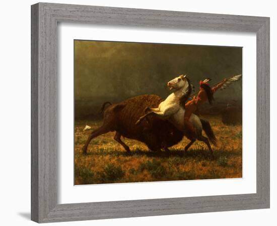 The Last of the Buffalo, C.1888-Albert Bierstadt-Framed Giclee Print