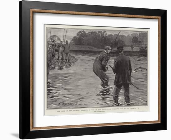 The Last of the Salmon, Playing a Fish in the Celebrated Willows Pool in the Border Esk-Arthur Rackham-Framed Giclee Print