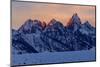 The last rays of sunset hit the Grand Teton on a winter evening-Tim Laman-Mounted Photographic Print