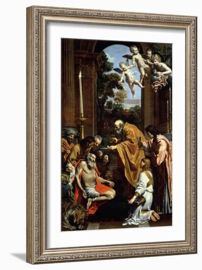 The Last Sacrament of St. Jerome, 1614-Domenichino-Framed Giclee Print