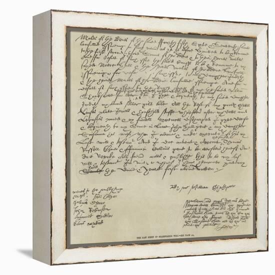 The Last Sheet of Shakespeare's Will-null-Framed Premier Image Canvas