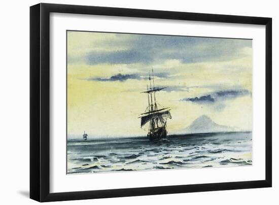 The Last Sight of Mount Discovery: Ss. 'Morning' and 'Terra Nova' Following the 'Discovery'-Edward Adrian Wilson-Framed Giclee Print
