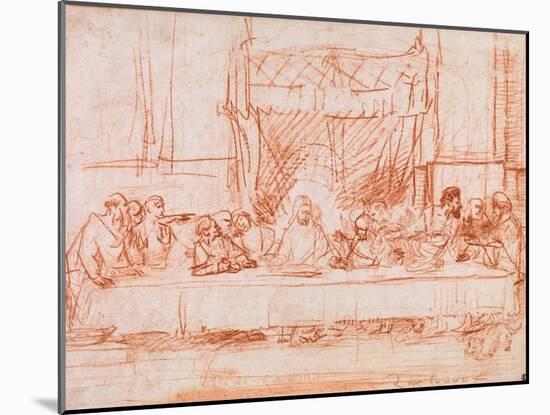 The Last Supper, after Leonardo da Vinci, 1634-35-Rembrandt Harmensz. van Rijn-Mounted Giclee Print