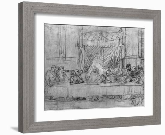 The Last Supper, after the Fresco by Leonardo Da Vinci circa 1635-Rembrandt van Rijn-Framed Giclee Print