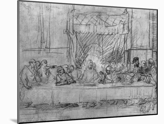 The Last Supper, after the Fresco by Leonardo Da Vinci circa 1635-Rembrandt van Rijn-Mounted Giclee Print