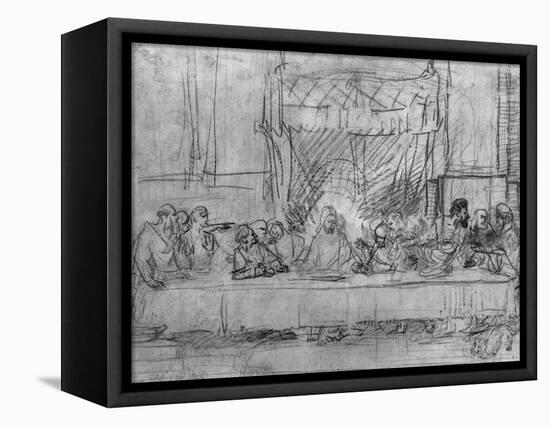 The Last Supper, after the Fresco by Leonardo Da Vinci circa 1635-Rembrandt van Rijn-Framed Premier Image Canvas