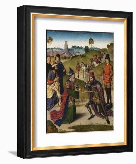 The Last Supper Altarpiece: Meeting of Abraham and Melchizedek (Left Wing), 1464-1468-Dirk Bouts-Framed Premium Giclee Print