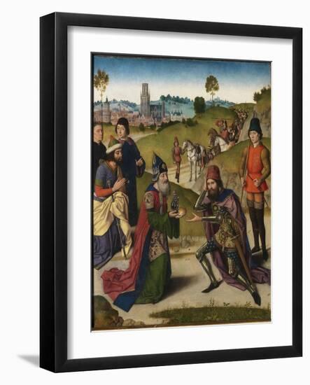 The Last Supper Altarpiece: Meeting of Abraham and Melchizedek (Left Wing), 1464-1468-Dirk Bouts-Framed Giclee Print