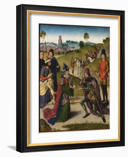 The Last Supper Altarpiece: Meeting of Abraham and Melchizedek (Left Wing), 1464-1468-Dirk Bouts-Framed Giclee Print