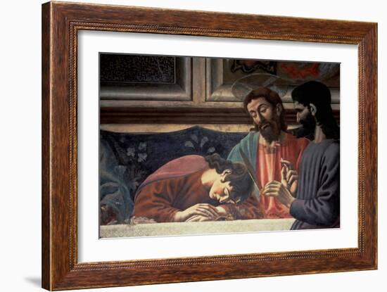 The Last Supper, Detail of Judas, Christ and St. John, 1447 (Fresco) (Detail of 85172)-Andrea Del Castagno-Framed Giclee Print