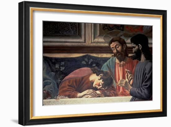 The Last Supper, Detail of Judas, Christ and St. John, 1447 (Fresco) (Detail of 85172)-Andrea Del Castagno-Framed Giclee Print