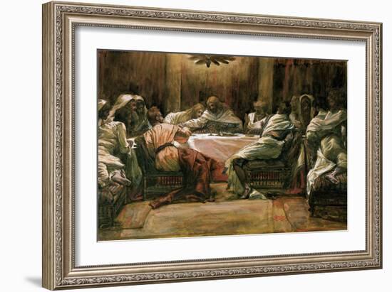 The Last Supper. Judas Dipping His Hand in the Dish-James Tissot-Framed Giclee Print