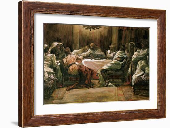 The Last Supper. Judas Dipping His Hand in the Dish-James Tissot-Framed Giclee Print