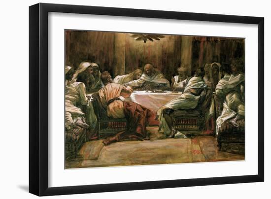 The Last Supper. Judas Dipping His Hand in the Dish-James Tissot-Framed Giclee Print