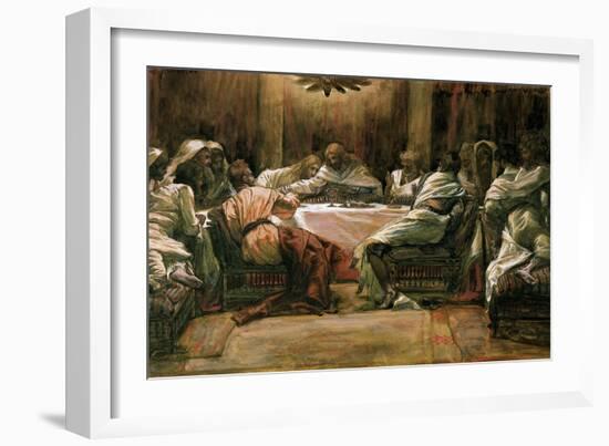 The Last Supper. Judas Dipping His Hand in the Dish-James Tissot-Framed Giclee Print