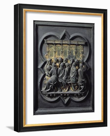 The Last Supper, Twelfth Panel of the North Doors of the Baptistery of San Giovanni, 1203-24-Lorenzo Ghiberti-Framed Giclee Print
