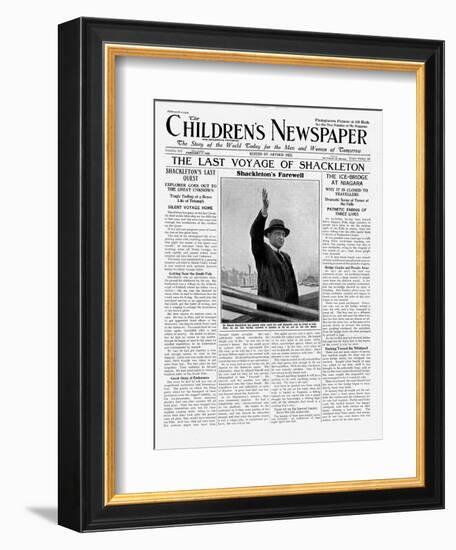 The Last Voyage of Shackleton, Front Page of 'The Children's Newspaper', February 1922-English School-Framed Giclee Print