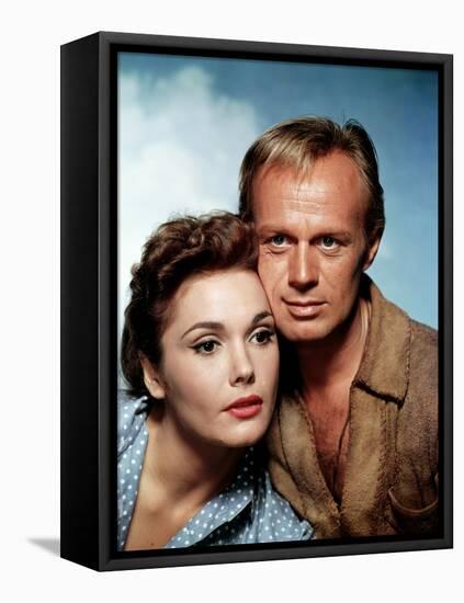 THE LAST WAGON, 1956 directed by DELMER DAVES Felicia Farr and Richard Widmark (photo)-null-Framed Stretched Canvas