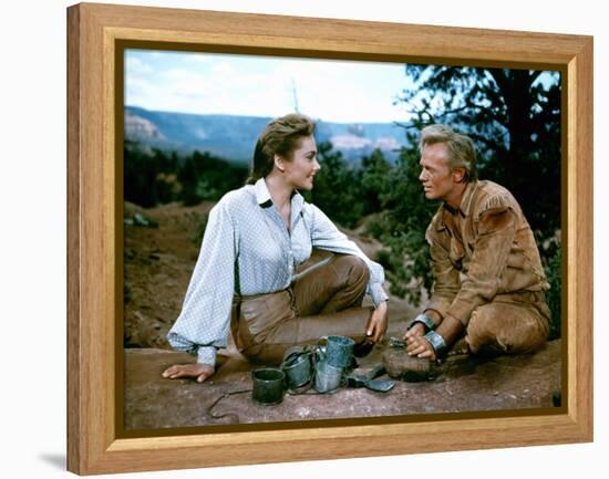 THE LAST WAGON, 1956 directed by DELMER DAVES Felicia Farr and Richard Widmark (photo)-null-Framed Stretched Canvas