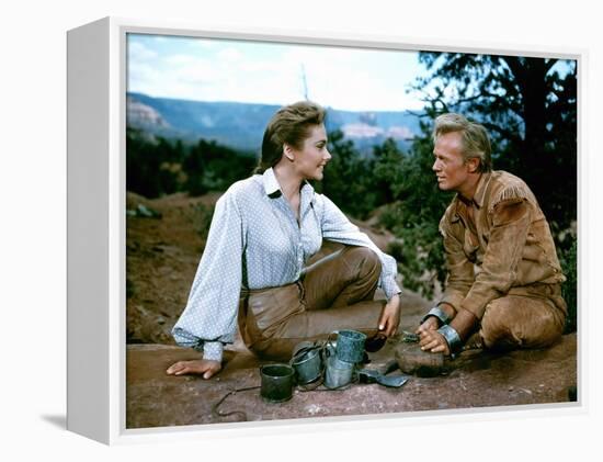 THE LAST WAGON, 1956 directed by DELMER DAVES Felicia Farr and Richard Widmark (photo)-null-Framed Stretched Canvas