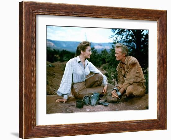 THE LAST WAGON, 1956 directed by DELMER DAVES Felicia Farr and Richard Widmark (photo)-null-Framed Photo