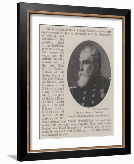 The Late Admiral Pechell, Served in Baltic Expedition and at Sveaborg-null-Framed Giclee Print