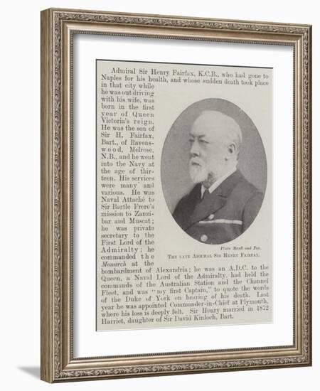 The Late Admiral Sir Henry Fairfax-null-Framed Giclee Print