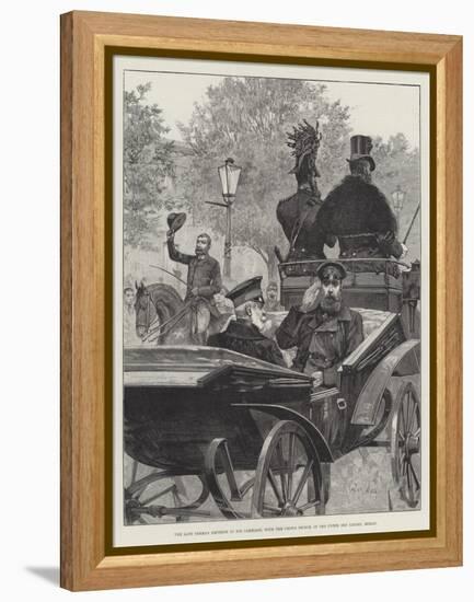 The Late German Emperor in His Carriage, with the Crown Prince, in the Unter Den Linden, Berlin-Richard Caton Woodville II-Framed Premier Image Canvas