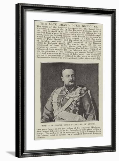 The Late Grand Duke Nicholas of Russia-null-Framed Giclee Print