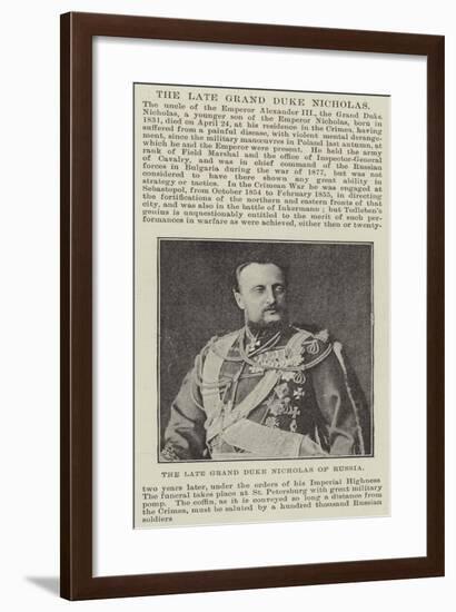 The Late Grand Duke Nicholas of Russia-null-Framed Giclee Print