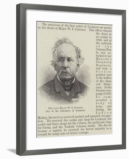 The Late Major W T Johnson, One of the Defenders of Lucknow-null-Framed Giclee Print