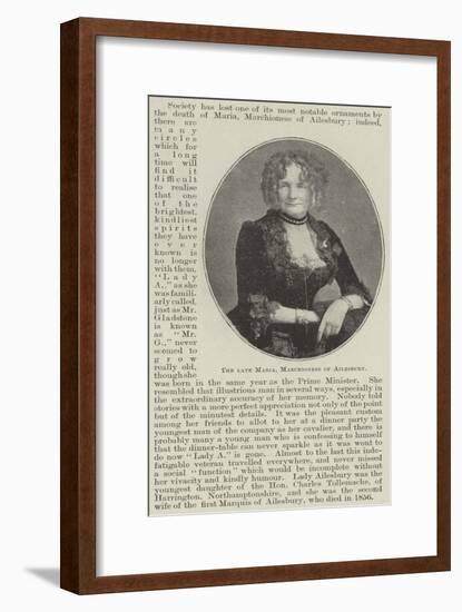 The Late Maria, Marchioness of Ailesbury-null-Framed Giclee Print