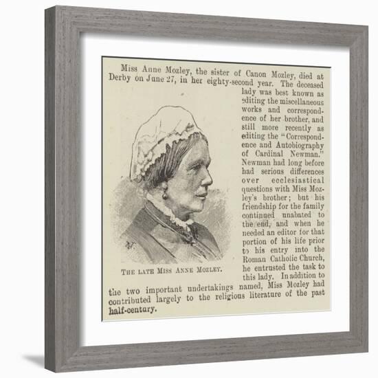 The Late Miss Anne Mozley-null-Framed Giclee Print