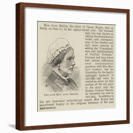 The Late Miss Anne Mozley-null-Framed Giclee Print