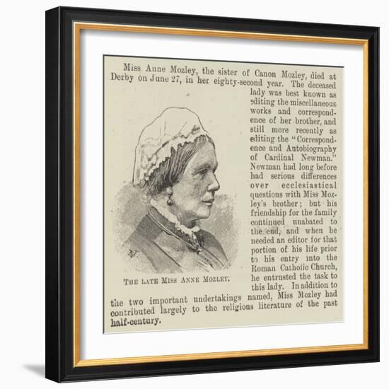 The Late Miss Anne Mozley-null-Framed Giclee Print