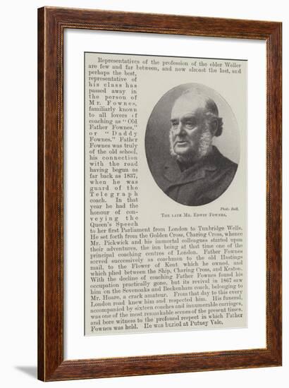 The Late Mr Edwin Fownes-null-Framed Giclee Print