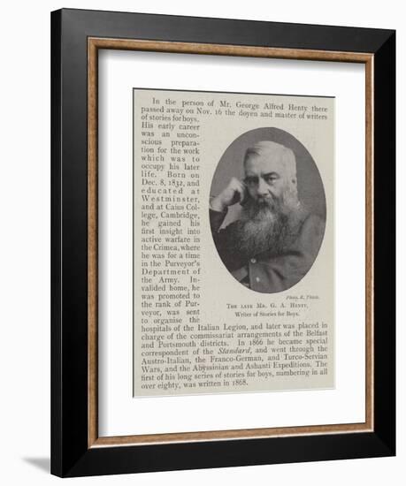 The Late Mr G a Henty, Writer of Stories for Boys-null-Framed Giclee Print