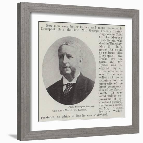 The Late Mr G F Lyster-null-Framed Giclee Print