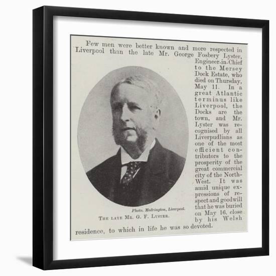 The Late Mr G F Lyster-null-Framed Giclee Print