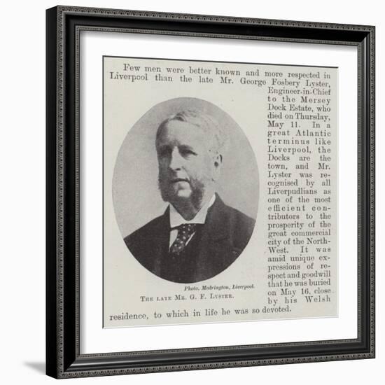 The Late Mr G F Lyster-null-Framed Giclee Print