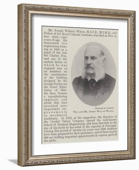 The Late Mr Joseph William Wilson-null-Framed Giclee Print