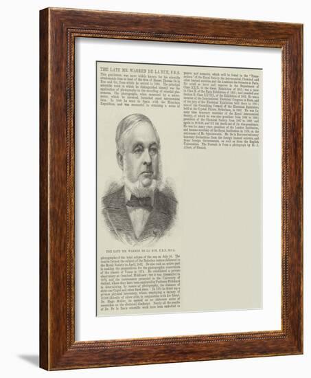 The Late Mr Warren De La Rue-null-Framed Giclee Print