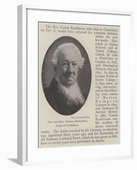 The Late Reverend George Rawlinson, Canon of Canterbury-null-Framed Giclee Print