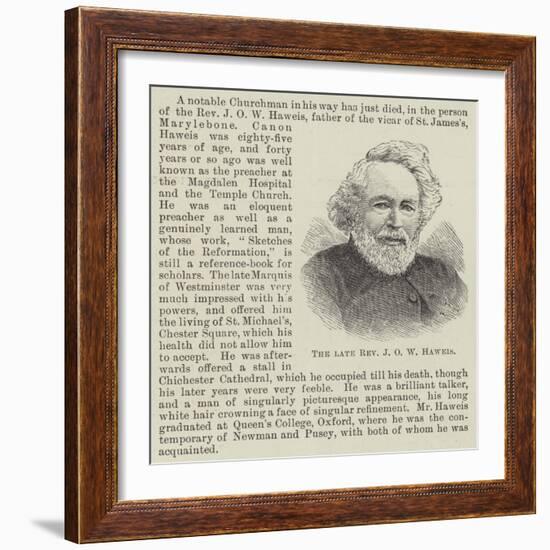 The Late Reverend J O W Haweis-null-Framed Giclee Print