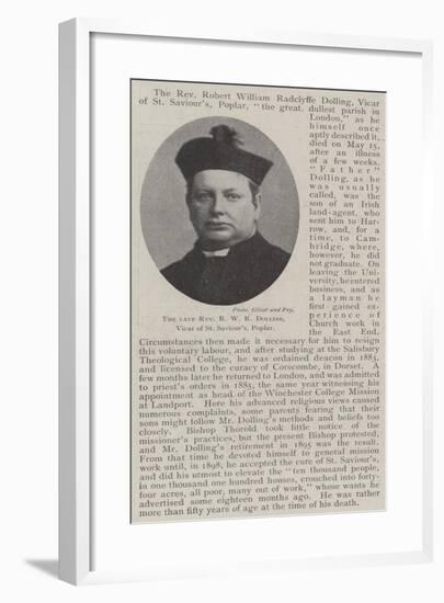 The Late Reverend R W R Dolling, Vicar of St Saviour'S, Poplar-null-Framed Giclee Print