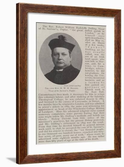 The Late Reverend R W R Dolling, Vicar of St Saviour'S, Poplar-null-Framed Giclee Print