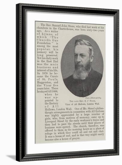 The Late Reverend S J Stone, Vicar of All Hallows, London Wall-null-Framed Giclee Print